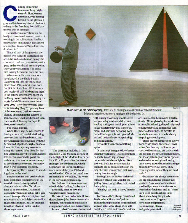 1. Ron Davis: New Work - Tempo, Taos News, 8-8-02